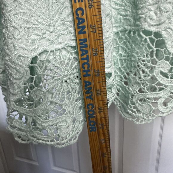 Symple NYC Women's Linen Size XL Blouse Top Lace Hem Lagonlook Beach Flowy Boho - Picture 11 of 11